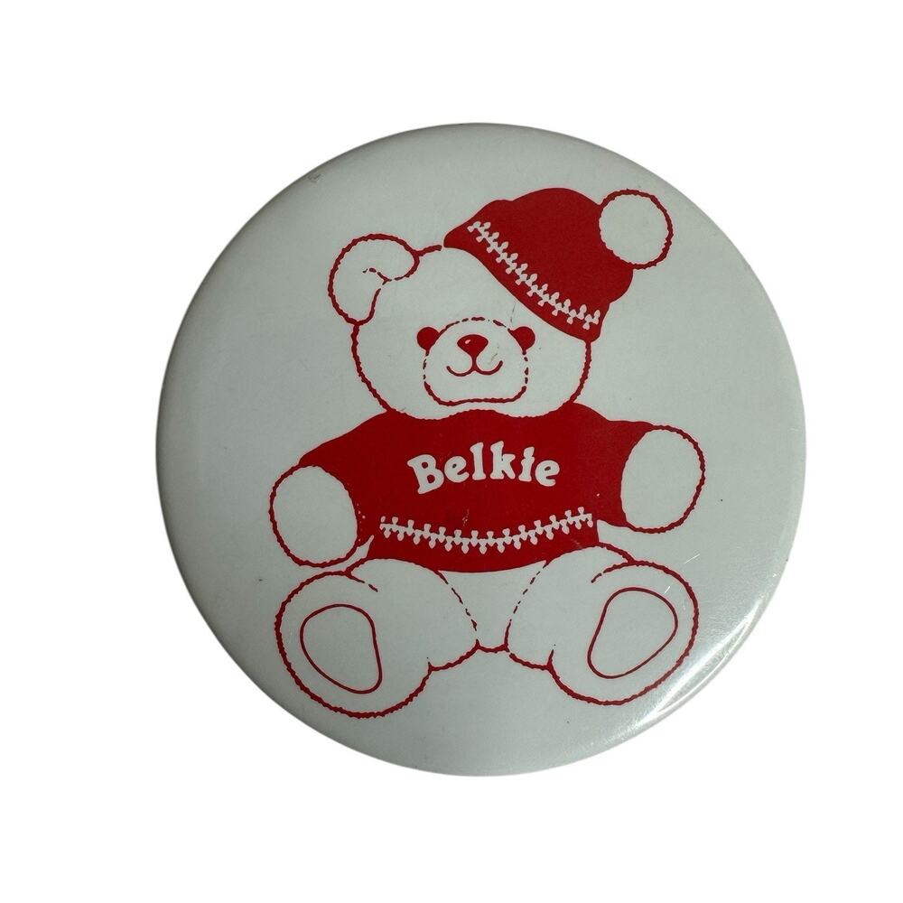 Vintage Christmas Belkie Bear Pin Button Belks